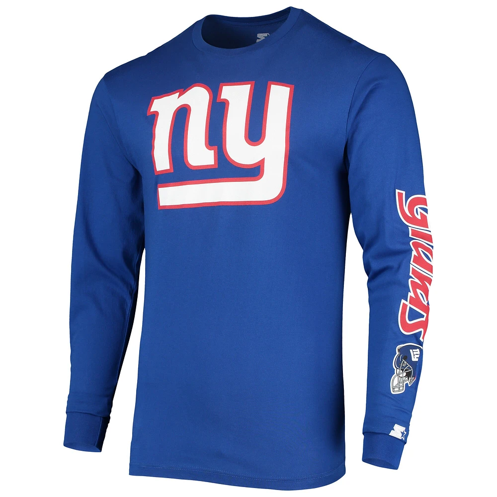 Men's Starter Royal New York Giants Halftime Long Sleeve T-Shirt