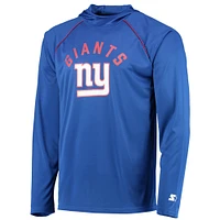 Men's Starter Royal New York Giants Raglan Long Sleeve Hoodie T-Shirt