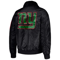 Veste Starter x Ty Mopkins noire pour homme du Mois de l'histoire des Noirs Giants New York en satin entièrement zippée