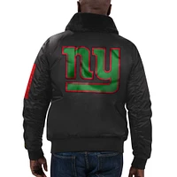 Veste Starter x Ty Mopkins noire pour homme du Mois de l'histoire des Noirs Giants New York en satin entièrement zippée