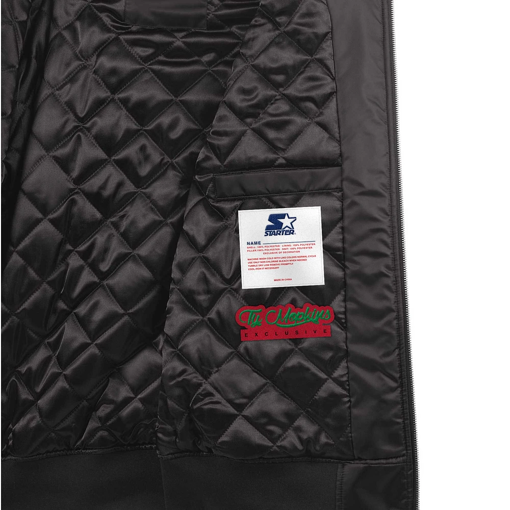 Veste Starter x Ty Mopkins noire pour homme du Mois de l'histoire des Noirs Giants New York en satin entièrement zippée