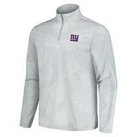 Men's Tommy Bahama Gray New York Giants Delray Frond IslandZone Half-Zip Sweatshirt