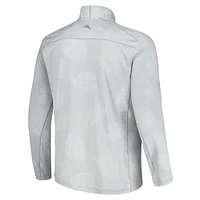 Men's Tommy Bahama Gray New York Giants Delray Frond IslandZone Half-Zip Sweatshirt