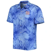 Men's Tommy Bahama Royal New York Giants Coast Luminescent Fronds Camp IslandZone Button-Up Shirt