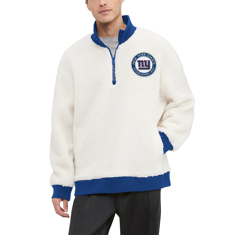 Men's Tommy Hilfiger  Cream New York Giants Jordan Sherpa Quarter-Zip Sweatshirt