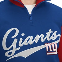 Men's Tommy Hilfiger Royal/Red New York Giants Aiden Quarter-Zip Sweatshirt