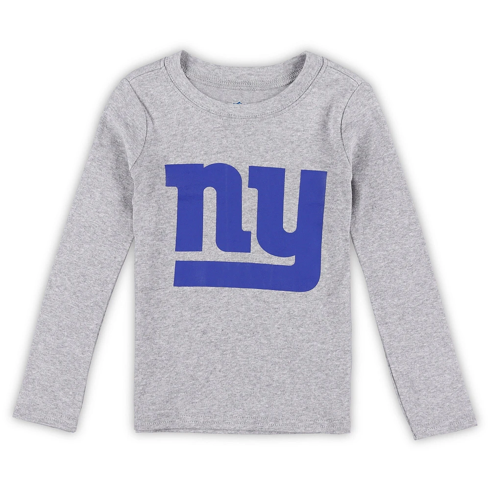 Toddler Heather Gray New York Giants Long Sleeve T-Shirt and Pants Sleep Set