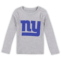Toddler Heather Gray New York Giants Long Sleeve T-Shirt and Pants Sleep Set