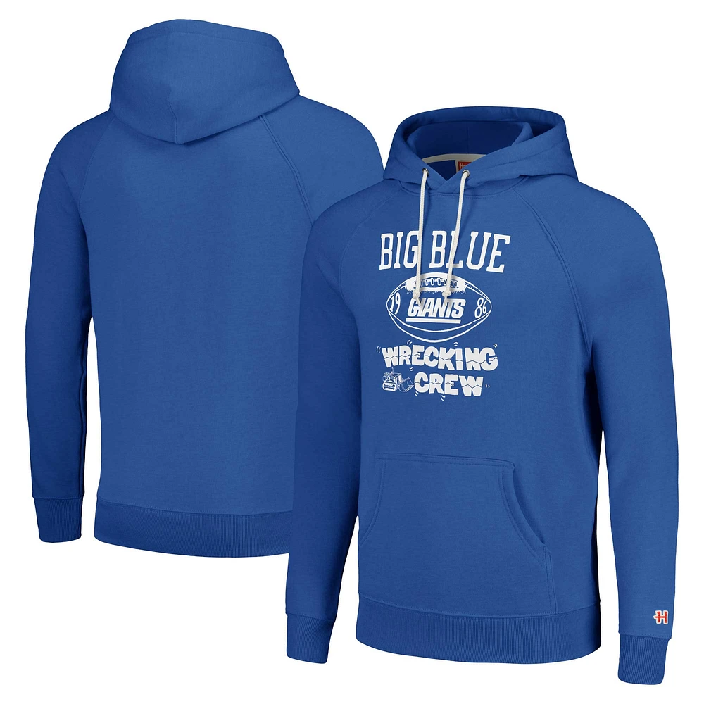 Unisex Homage  Royal New York Giants Hyperlocal Raglan Pullover Hoodie