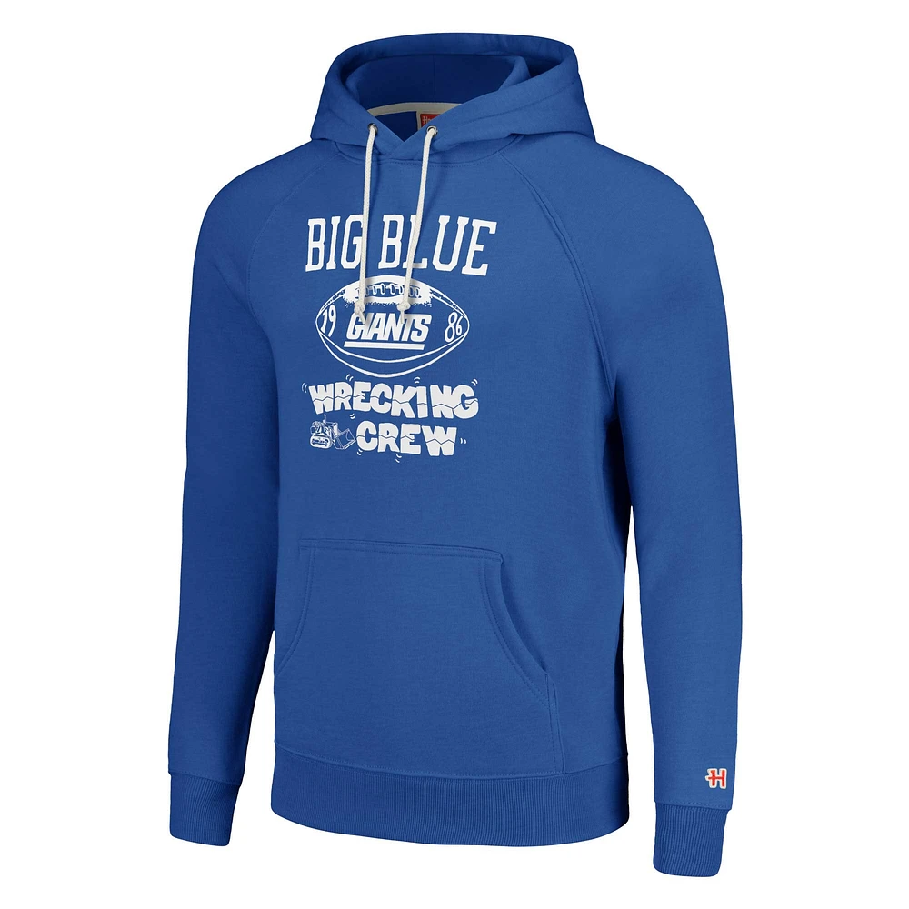 Unisex Homage  Royal New York Giants Hyperlocal Raglan Pullover Hoodie