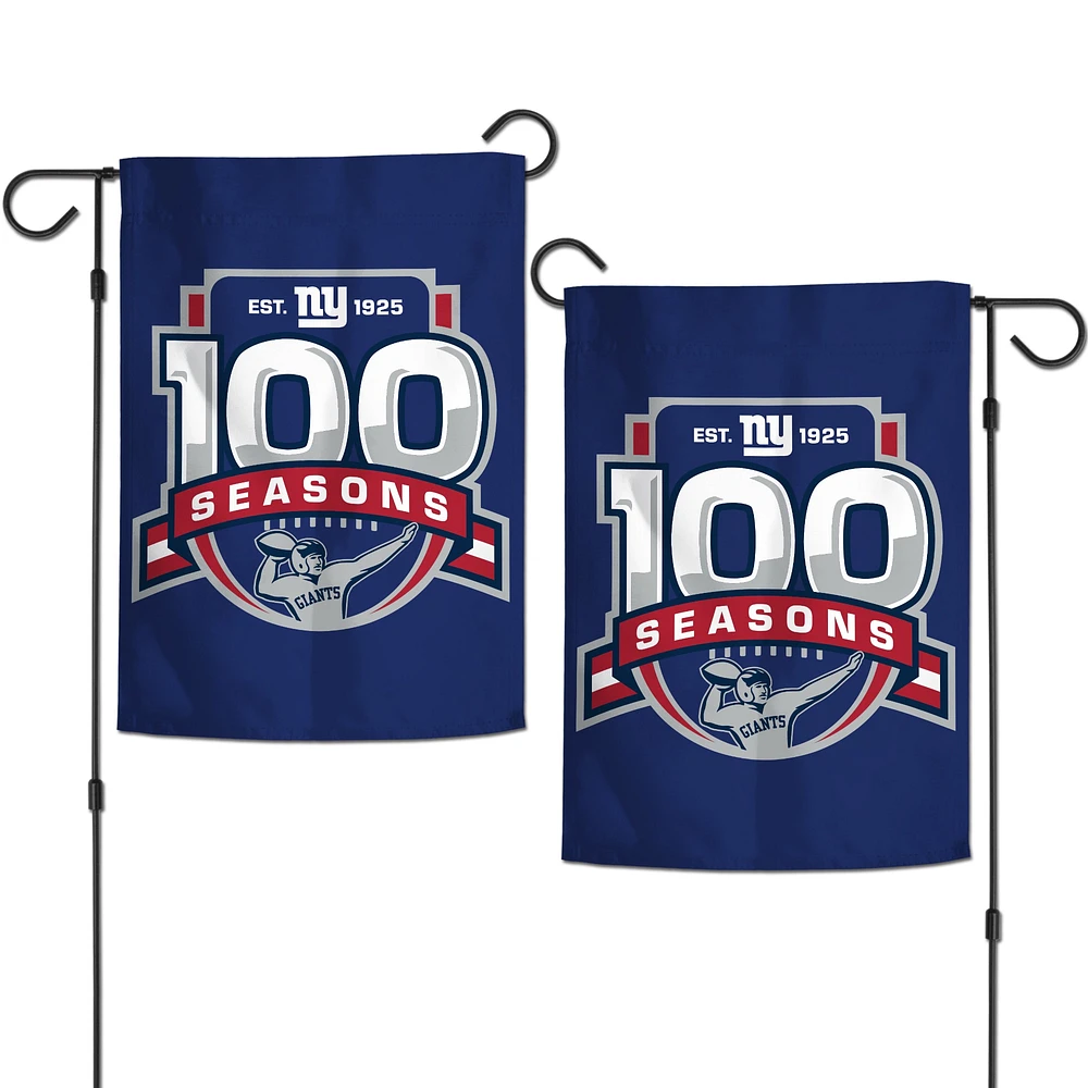 V110681 Drapeau de jardin Giants 2 faces 12 x 18 – 100e anniversaire des Giants FLAGRN NYG-100TH-GDEN