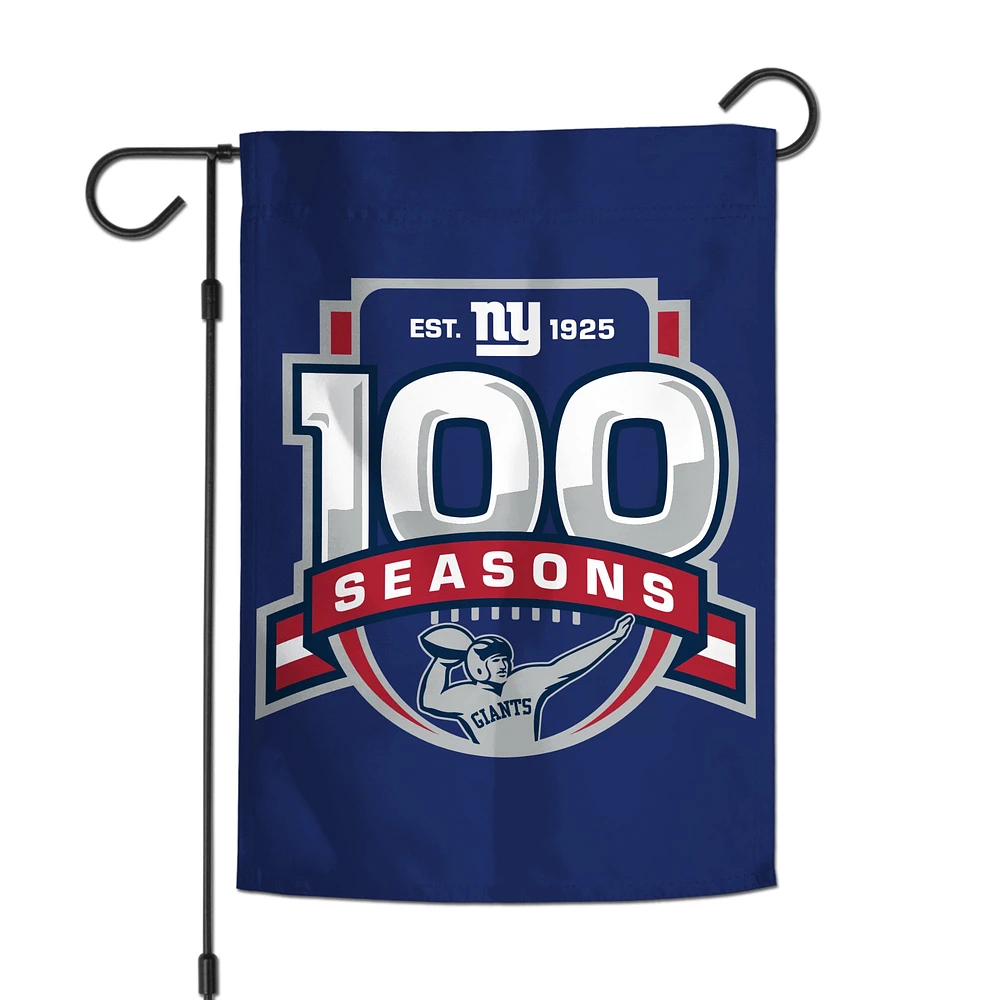 V110681 Drapeau de jardin Giants 2 faces 12 x 18 – 100e anniversaire des Giants FLAGRN NYG-100TH-GDEN