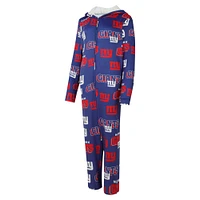 Women's Concepts Sport Royal New York Giants  Roadway Allover Print Microfleece Full-Zip Union Suit