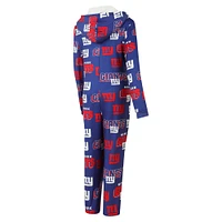 Women's Concepts Sport Royal New York Giants  Roadway Allover Print Microfleece Full-Zip Union Suit