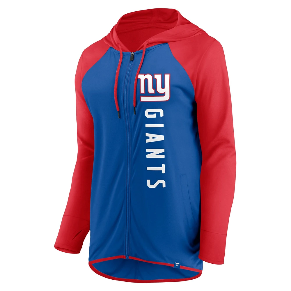 Women's Fanatics Royal/Red New York Giants Forever Fan Full-Zip Hoodie