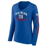 Women's Fanatics Royal New York Giants Hometown Sweep Long Sleeve V-Neck T-Shirt