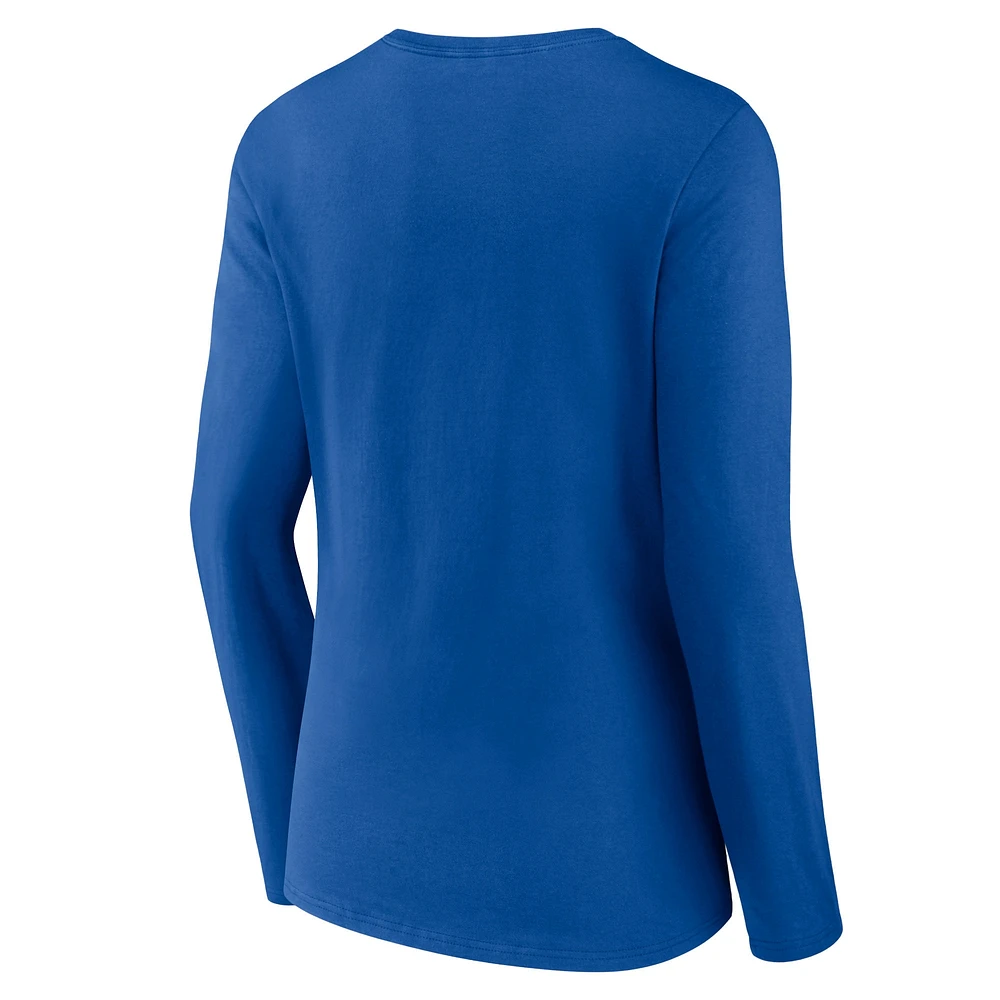 Women's Fanatics Royal New York Giants Hometown Sweep Long Sleeve V-Neck T-Shirt