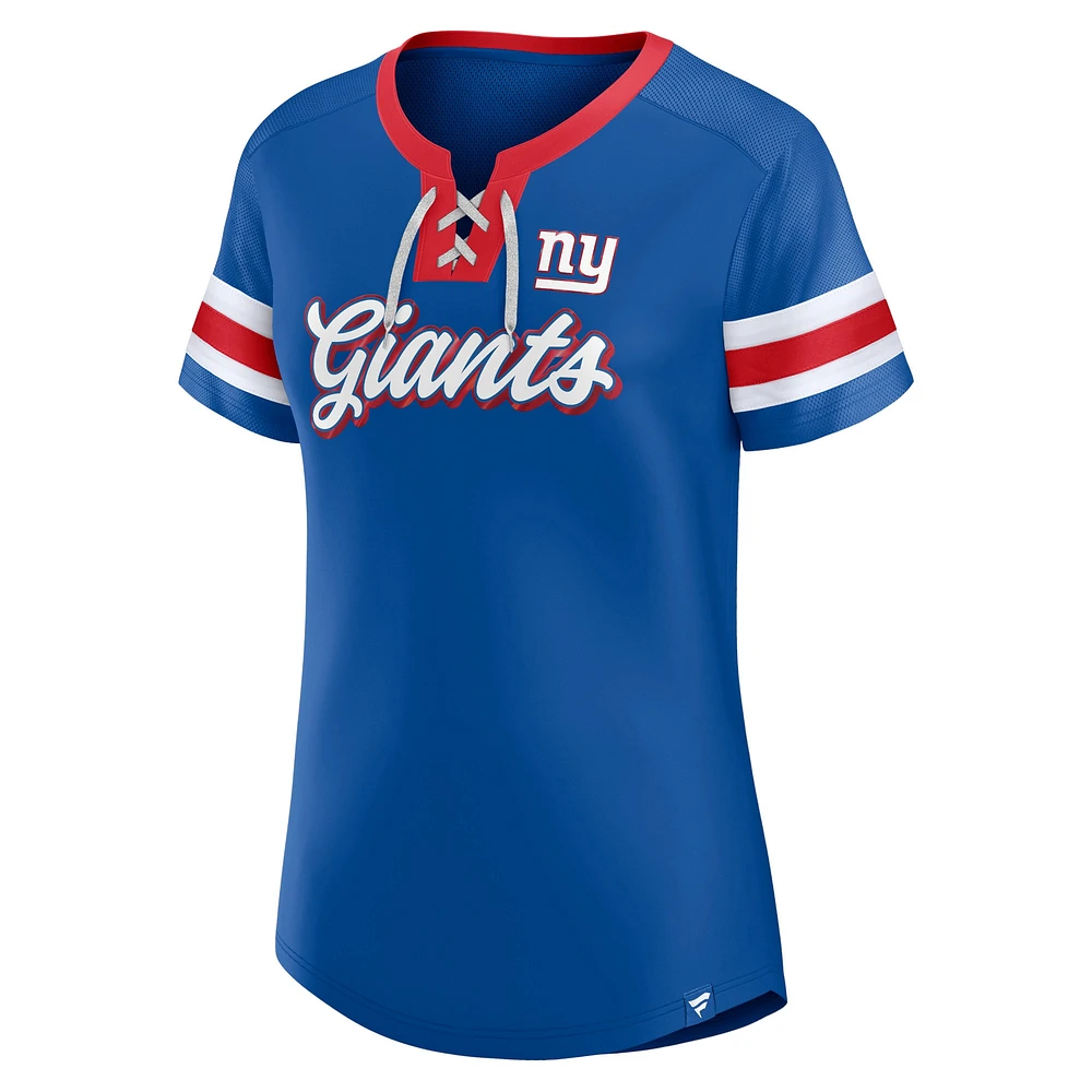 Women's Fanatics Royal New York Giants Original State Lace-Up T-Shirt
