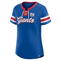 Women's Fanatics Royal New York Giants Original State Lace-Up T-Shirt