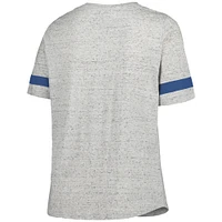 Women's Heather Gray New York Giants Plus Lace-Up V-Neck T-Shirt