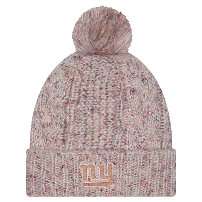 Bonnet en tricot à revers tendance avec pompon pour femme New Era Stone New York Giants