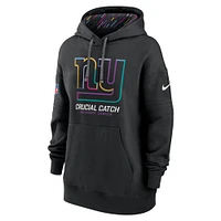 Women's Nike  Black New York Giants 2024 NFL Crucial Catch Club Pullover Hoodie