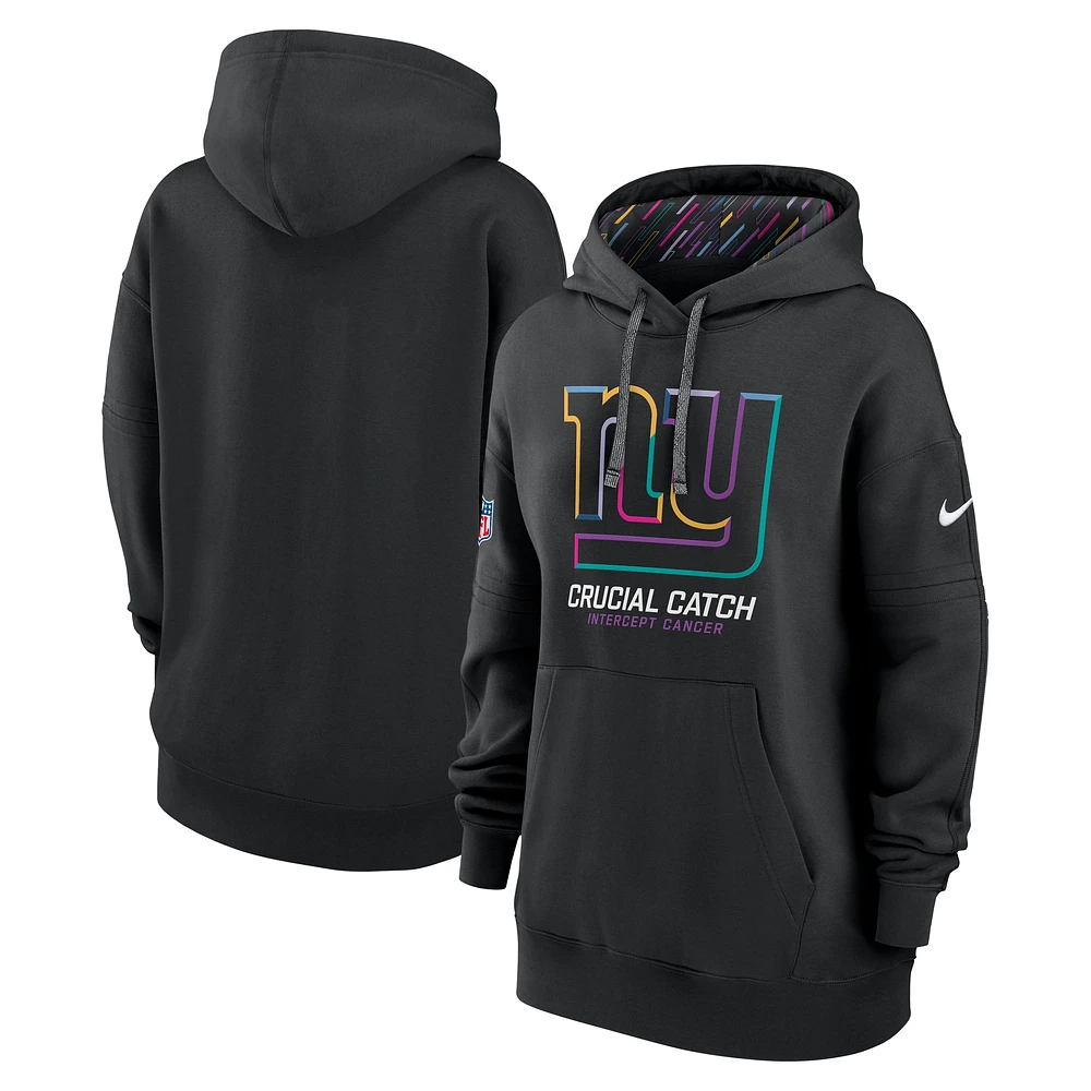 Women's Nike Black New York Giants 2024 NFL Crucial Catch Club Pullover Hoodie