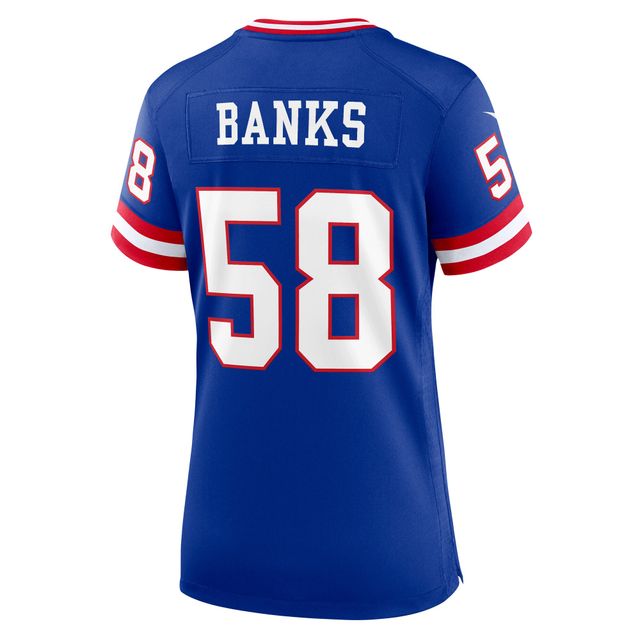 Maillot de match classique joueur retraité Nike Carl Banks Royal New York Giants pour femme