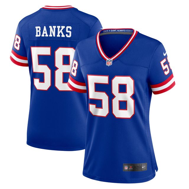 Maillot de match classique joueur retraité Nike Carl Banks Royal New York Giants pour femme