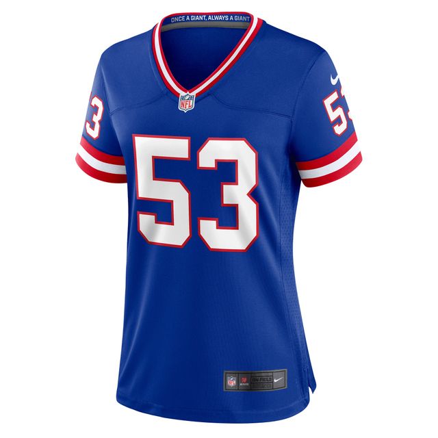 Maillot de match classique joueur retraité Nike Harry Carson Royal New York Giants pour femme
