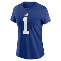 T-shirt Nike Malik Nabers Royal pour femme avec nom et numéro de joueur des New York Giants