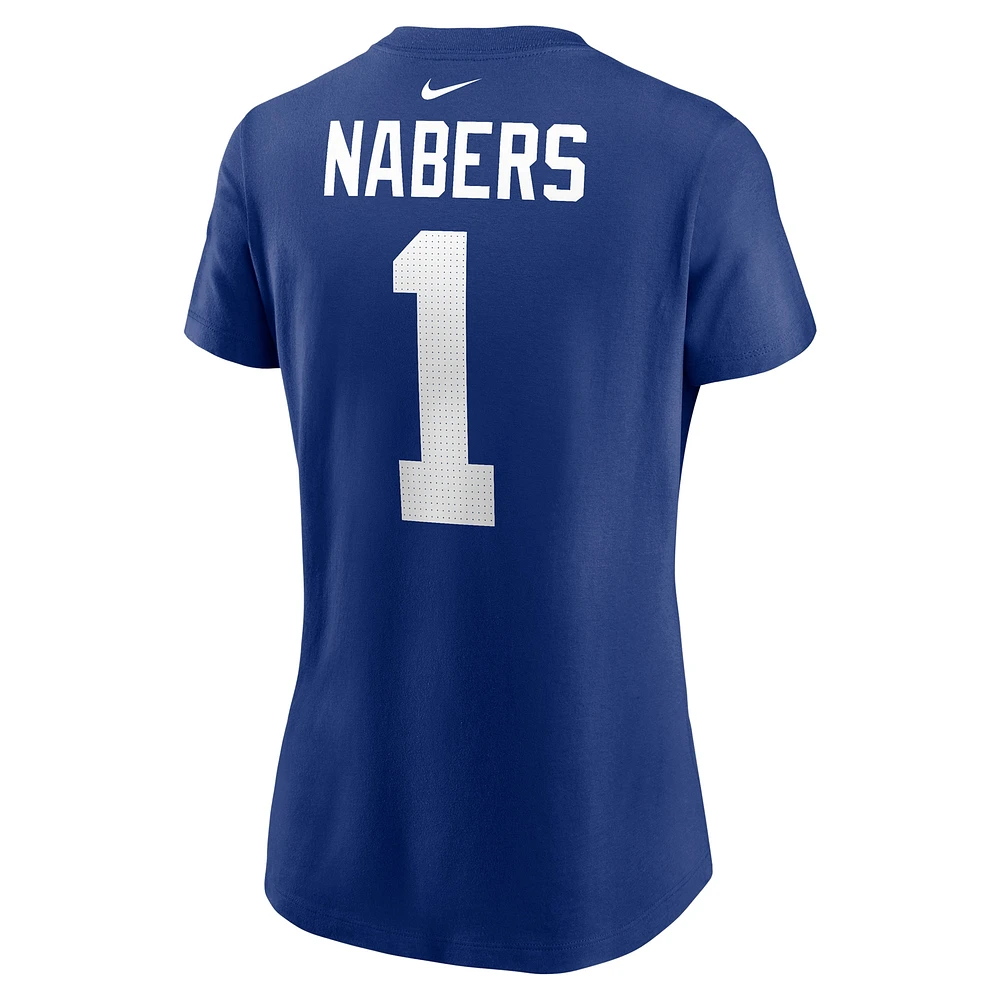 T-shirt Nike Malik Nabers Royal pour femme avec nom et numéro de joueur des New York Giants