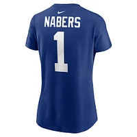 T-shirt Nike Malik Nabers Royal pour femme avec nom et numéro de joueur des New York Giants