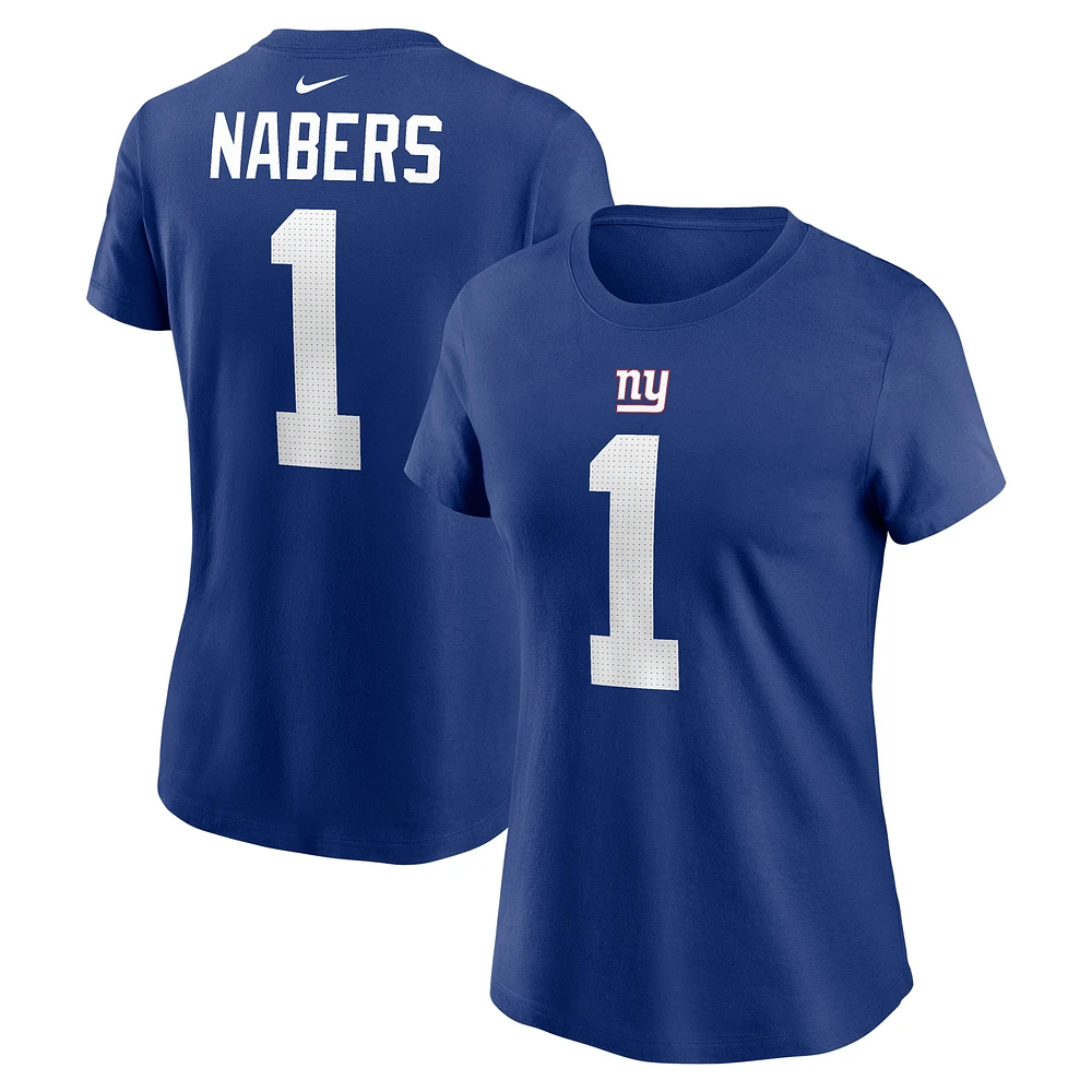 T-shirt Nike Malik Nabers Royal pour femme avec nom et numéro de joueur des New York Giants