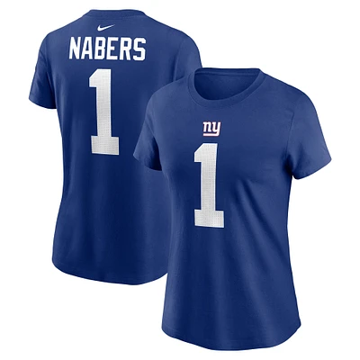 T-shirt Nike Malik Nabers Royal pour femme avec nom et numéro de joueur des New York Giants