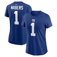 T-shirt Nike Malik Nabers Royal pour femme avec nom et numéro de joueur des New York Giants