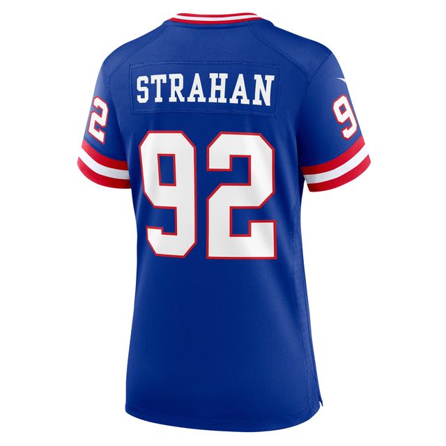 Maillot de match classique joueur retraité Nike Michael Strahan Royal New York Giants pour femme