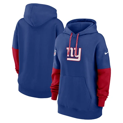 Women's Nike Royal New York Giants 2024 Sideline Essential Fleece Pullover Hoodie