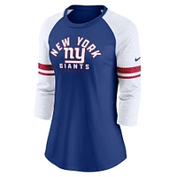 Women's Nike Royal New York Giants 3/4-Sleeve Lightweight Raglan Fashion T-Shirt