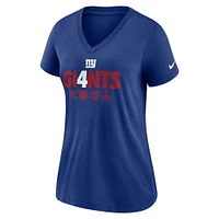 Women's Nike Royal New York Giants Hometown Collection Tri-Blend V-Neck T-Shirt