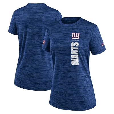 T-shirt Nike Royal New York Giants Sideline Velocity Performance pour femme
