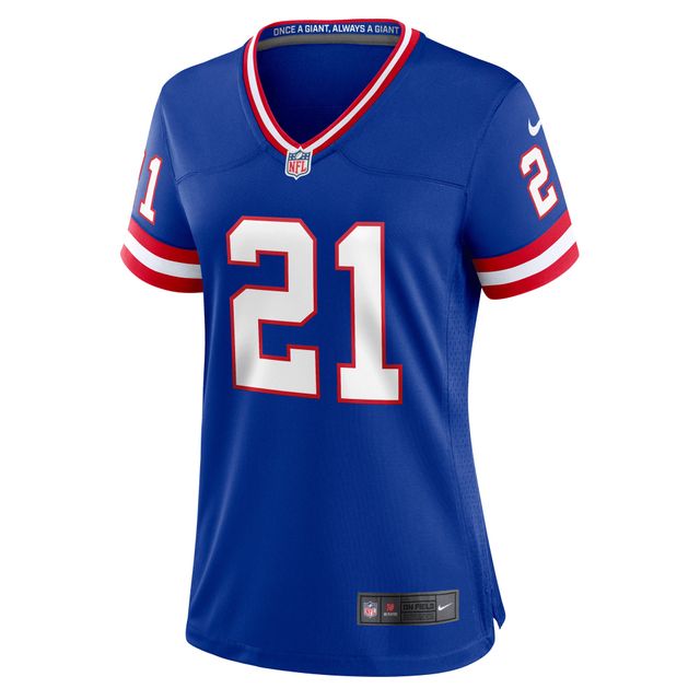 Maillot de match classique joueur retraité Nike Tiki Barber Royal New York Giants pour femme