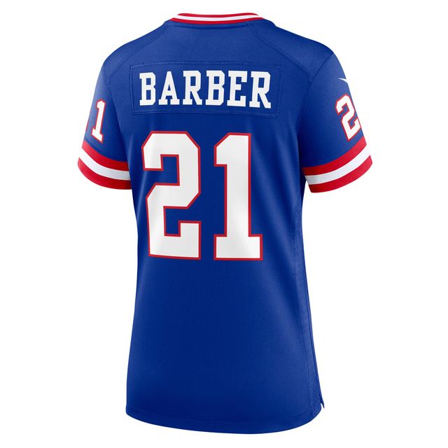 Maillot de match classique joueur retraité Nike Tiki Barber Royal New York Giants pour femme