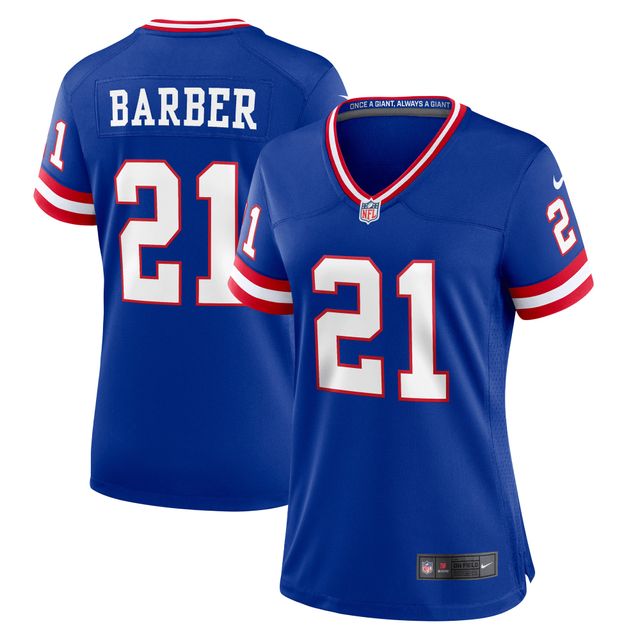Maillot de match classique joueur retraité Nike Tiki Barber Royal New York Giants pour femme