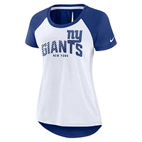 Women's Nike White/Heather Scarlet New York Giants Back Slit Lightweight Fashion T-Shirt