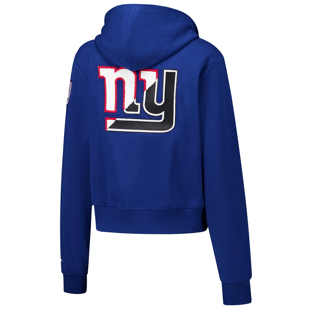 Women's Pro Standard Royal New York Giants Split Logo Full-Zip Hoodie