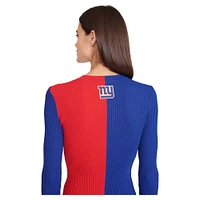 Women's STAUD Royal/Red New York Giants Shoko Knit Button-Up Sweater Dress