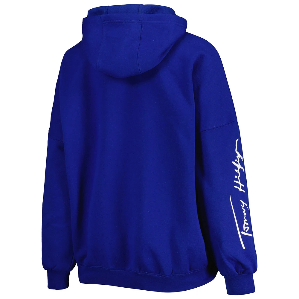 Women's Tommy Hilfiger Royal New York Giants Becca Drop Shoulder Pullover Hoodie