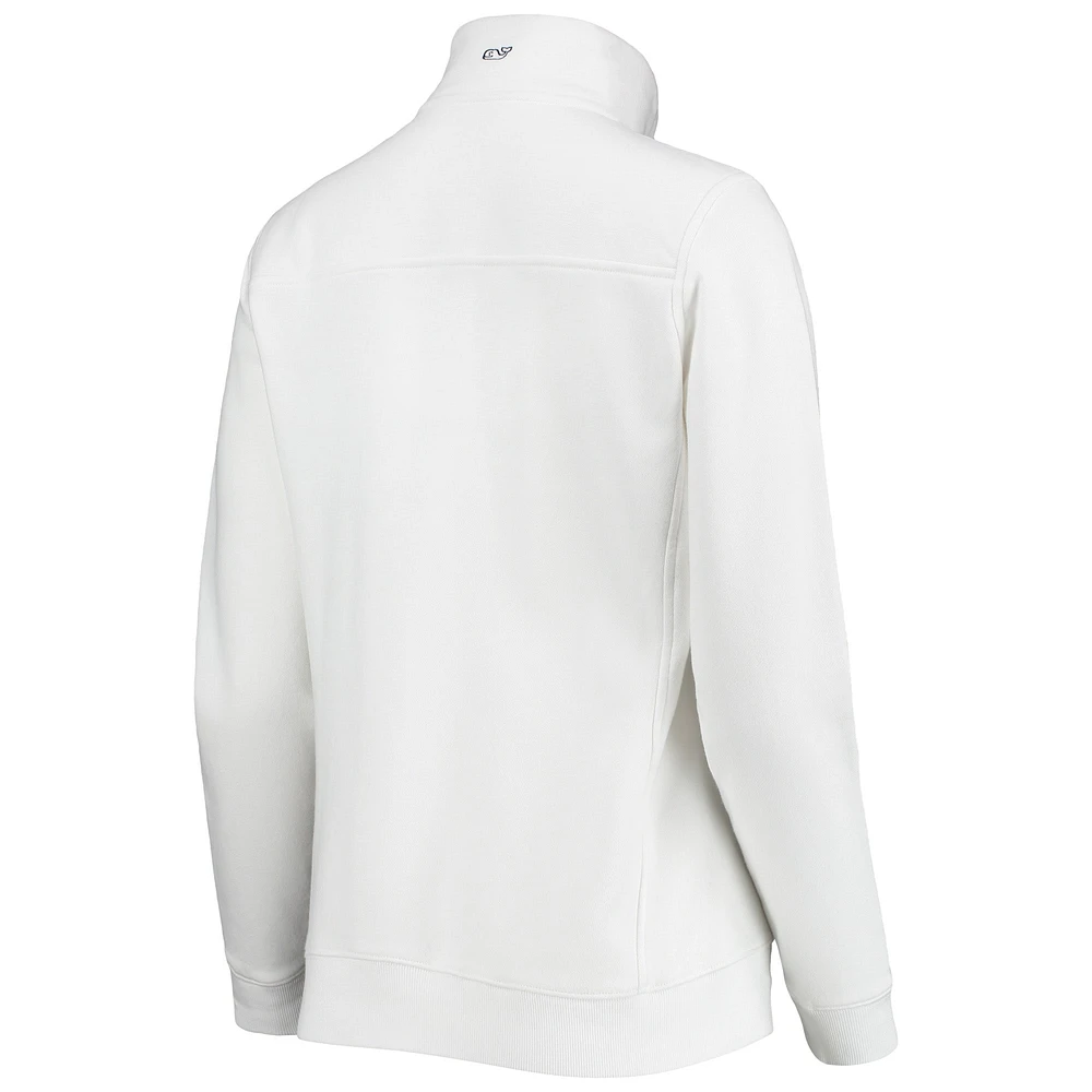 Women's Vineyard Vines White New York Giants Shep Shirt Quarter-Zip Sweatshirt