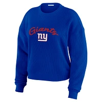 Women's WEAR by Erin Andrews  Cream New York Giants Plus Knitted Tri-Blend Long Sleeve T-Shirt & Pants Lounge Set